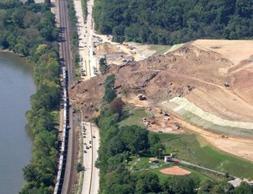 A roadway landslide prevention wall