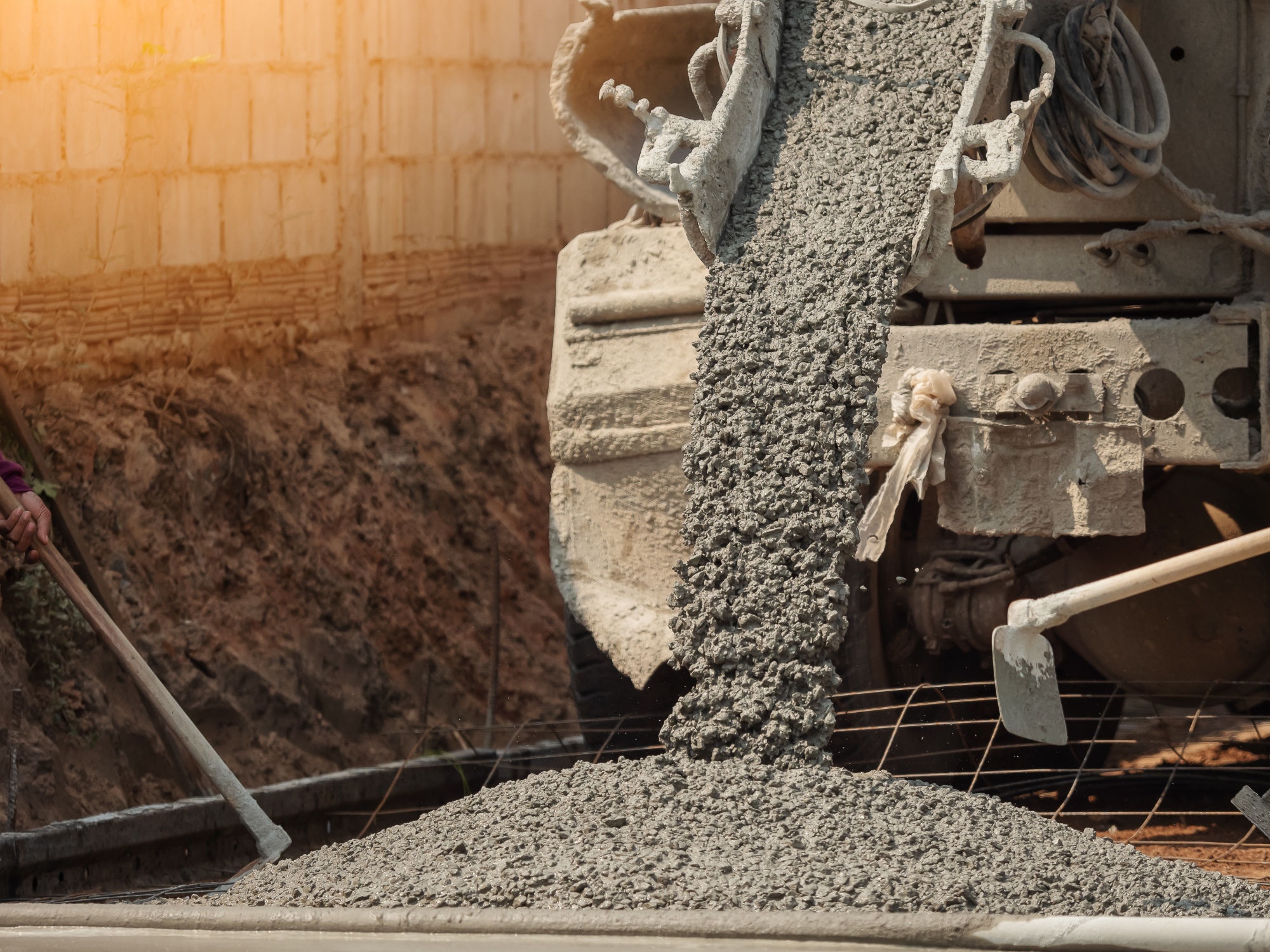 Mixer truck is transport cement to the casting place on the road in construction site