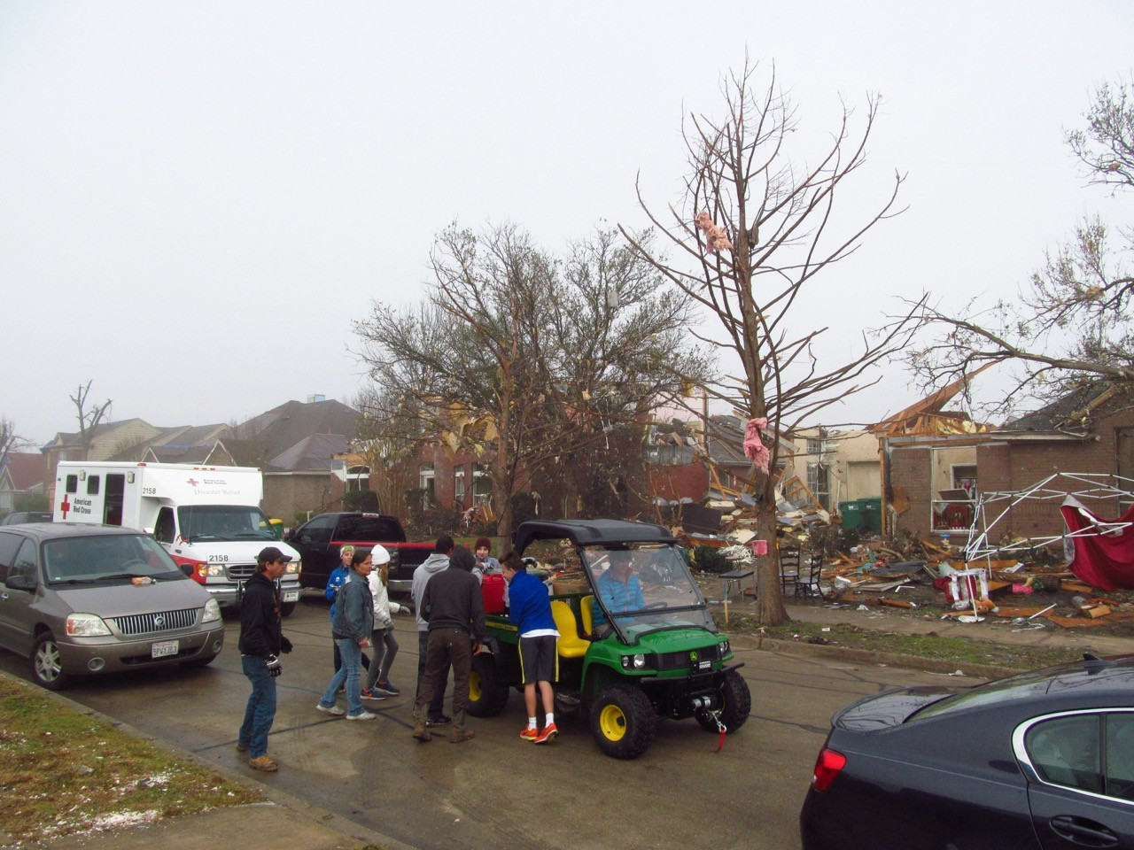 Rowlett TX After 2015 Tornado - Rowlett, TX, after the Dec. 2015 tornado, in the morning. Neighbors checked in on others and offered coffee and snacks, even to Kwasinski although he was not a neighbor. Rowlett TX After 2015 Tornado