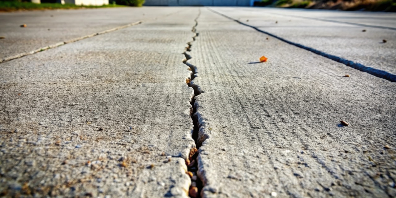 Cracked concrete pavement