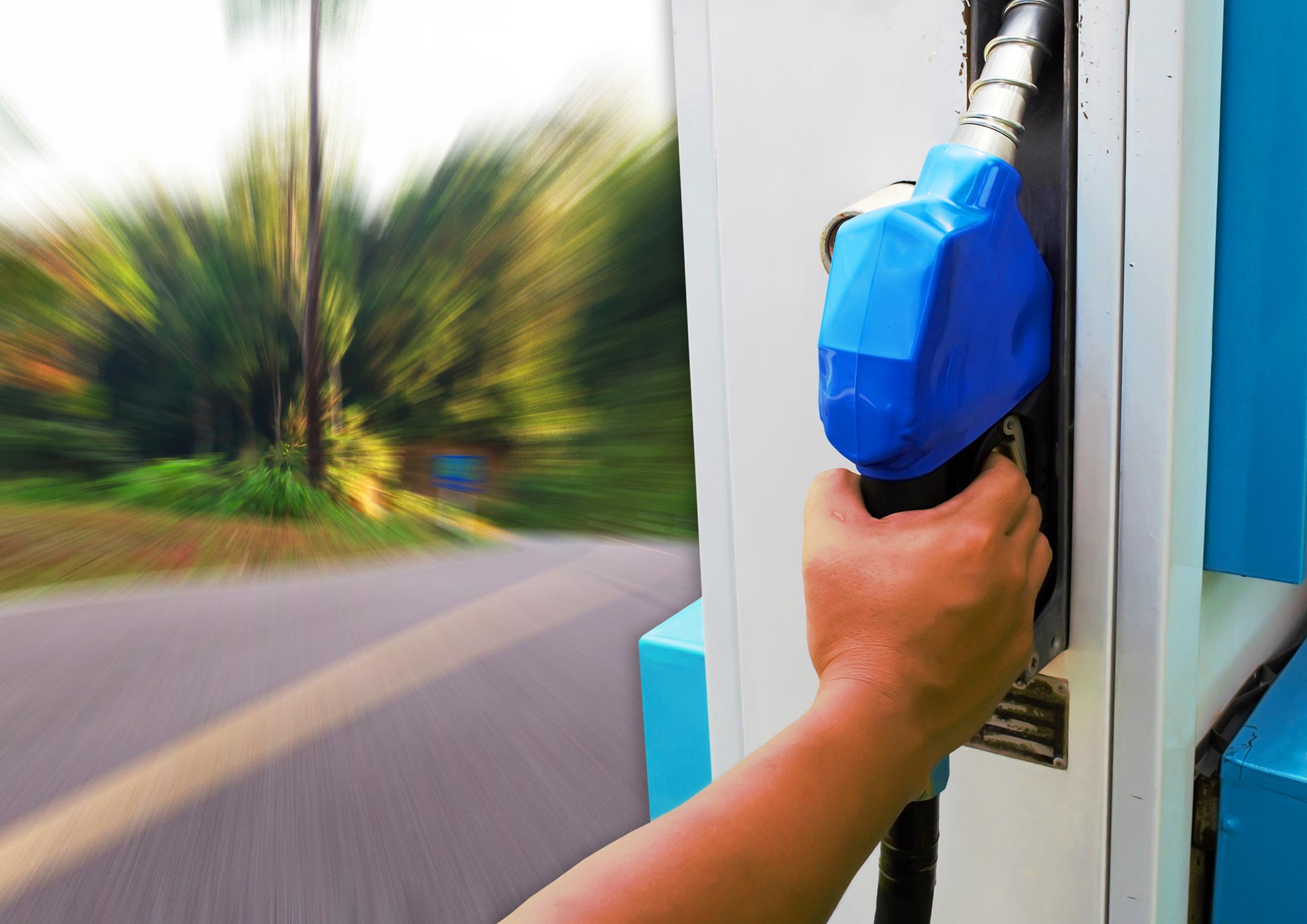 Hand with gas nozzel