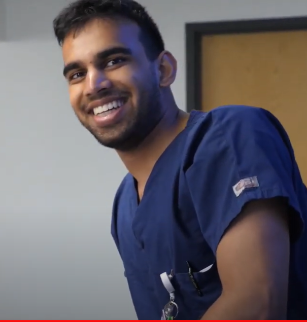 A smiling medical worker