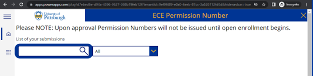 Screenshot with text "please note upon approval permission numbers will not be issued until open enrollment begins