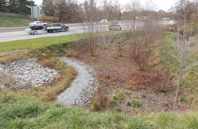 stormwater management along the side of a road