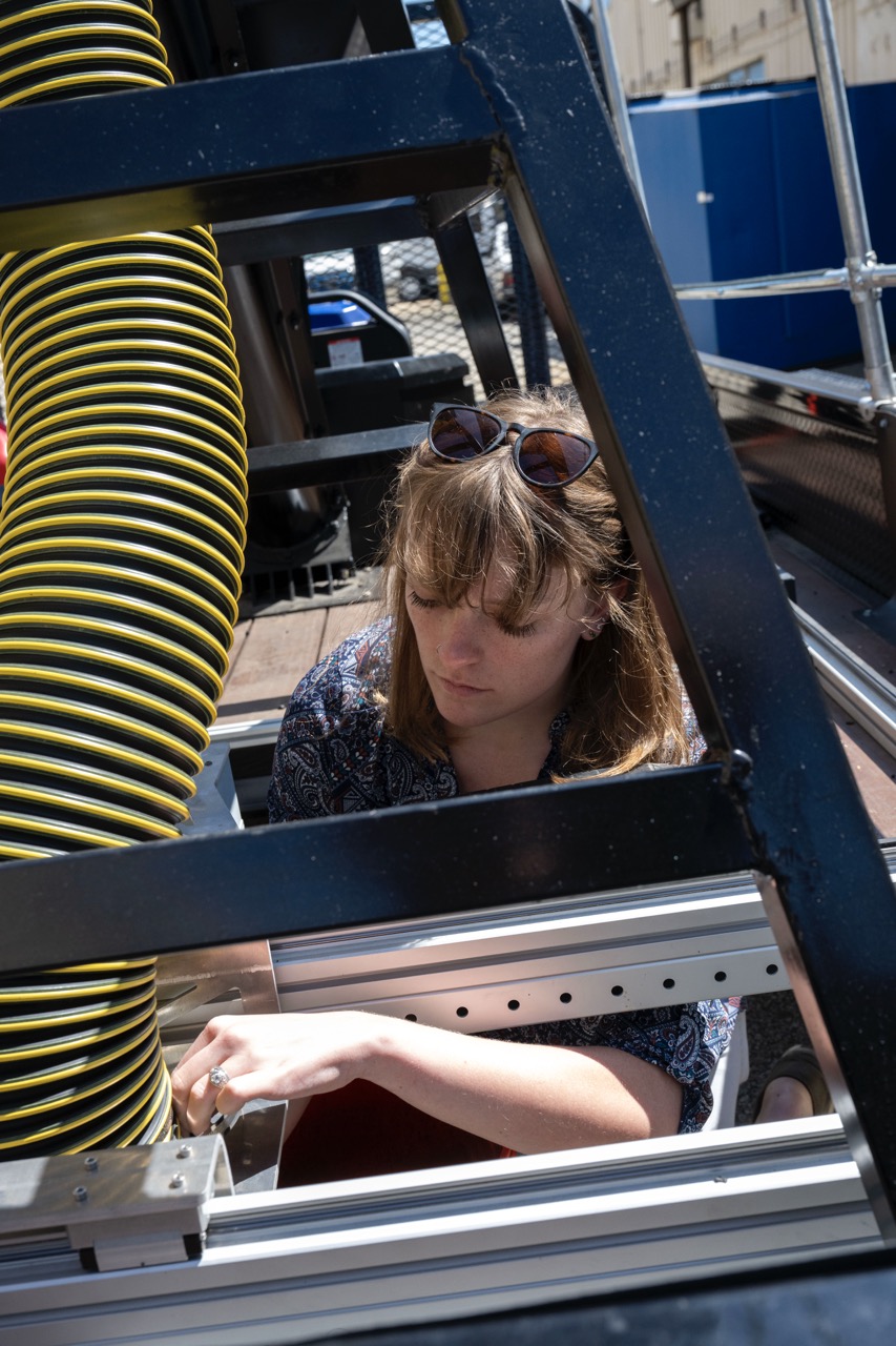 Amelia Gordon preparing the tubing for the demonstration