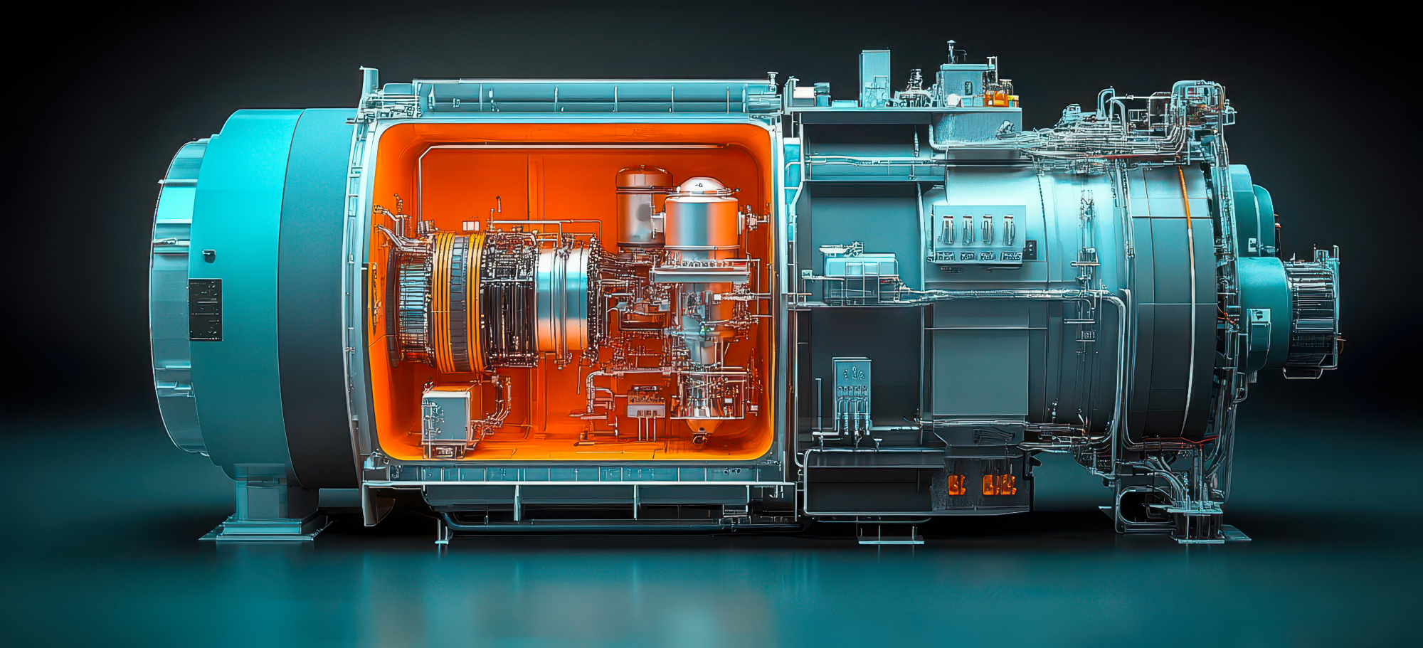 Detailed Cutaway Diagram of Small Modular Reactor SMR Showing Internal Structure and Heat Transfer