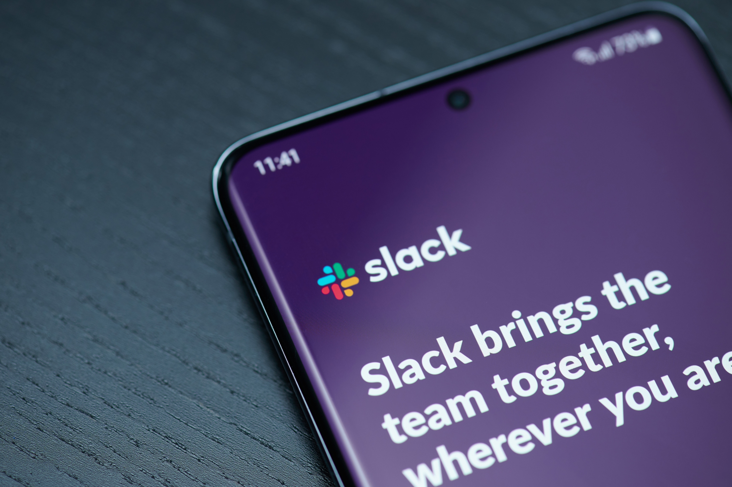 The slack application on a phone