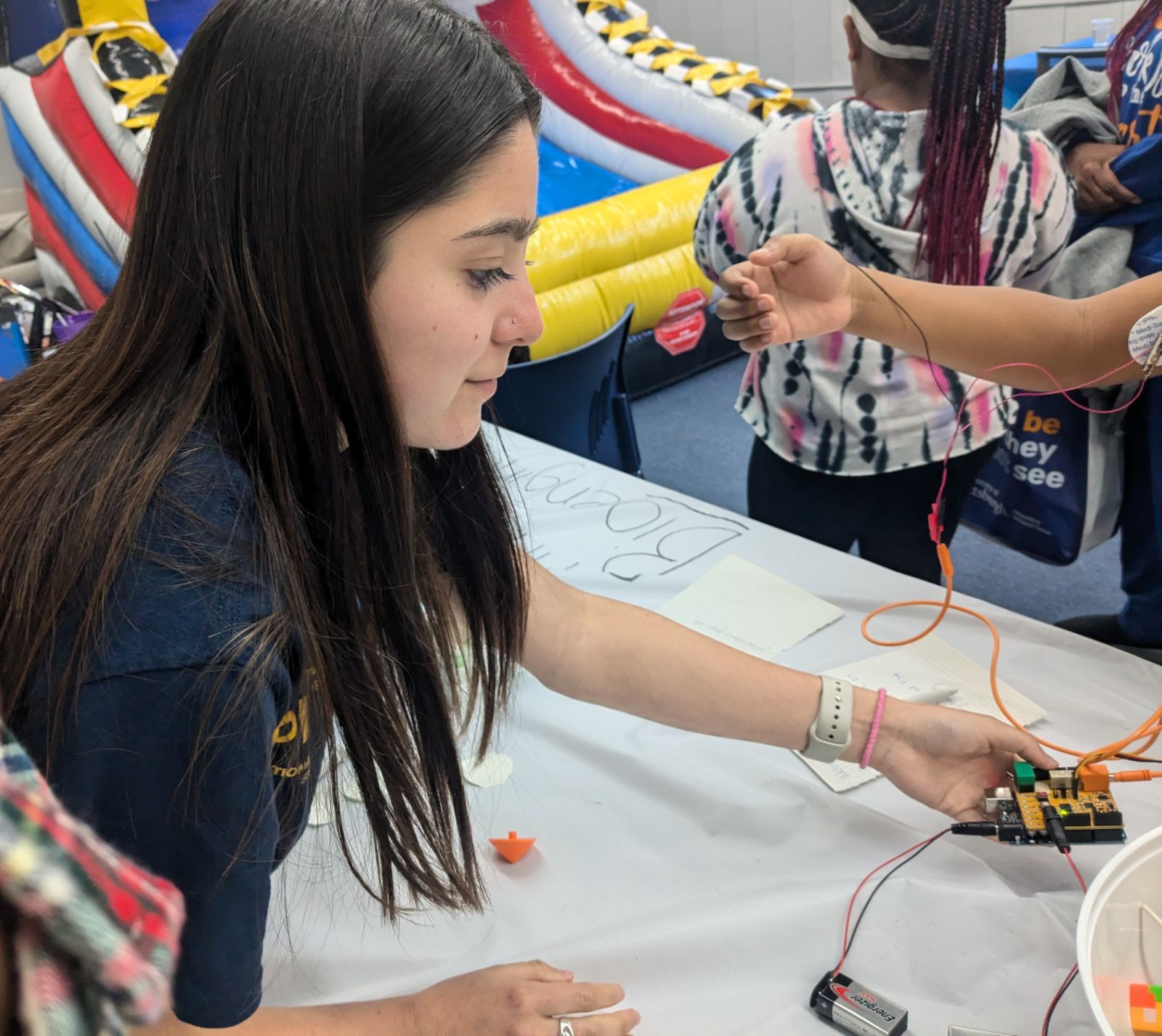 Camp BioE students using electric switches