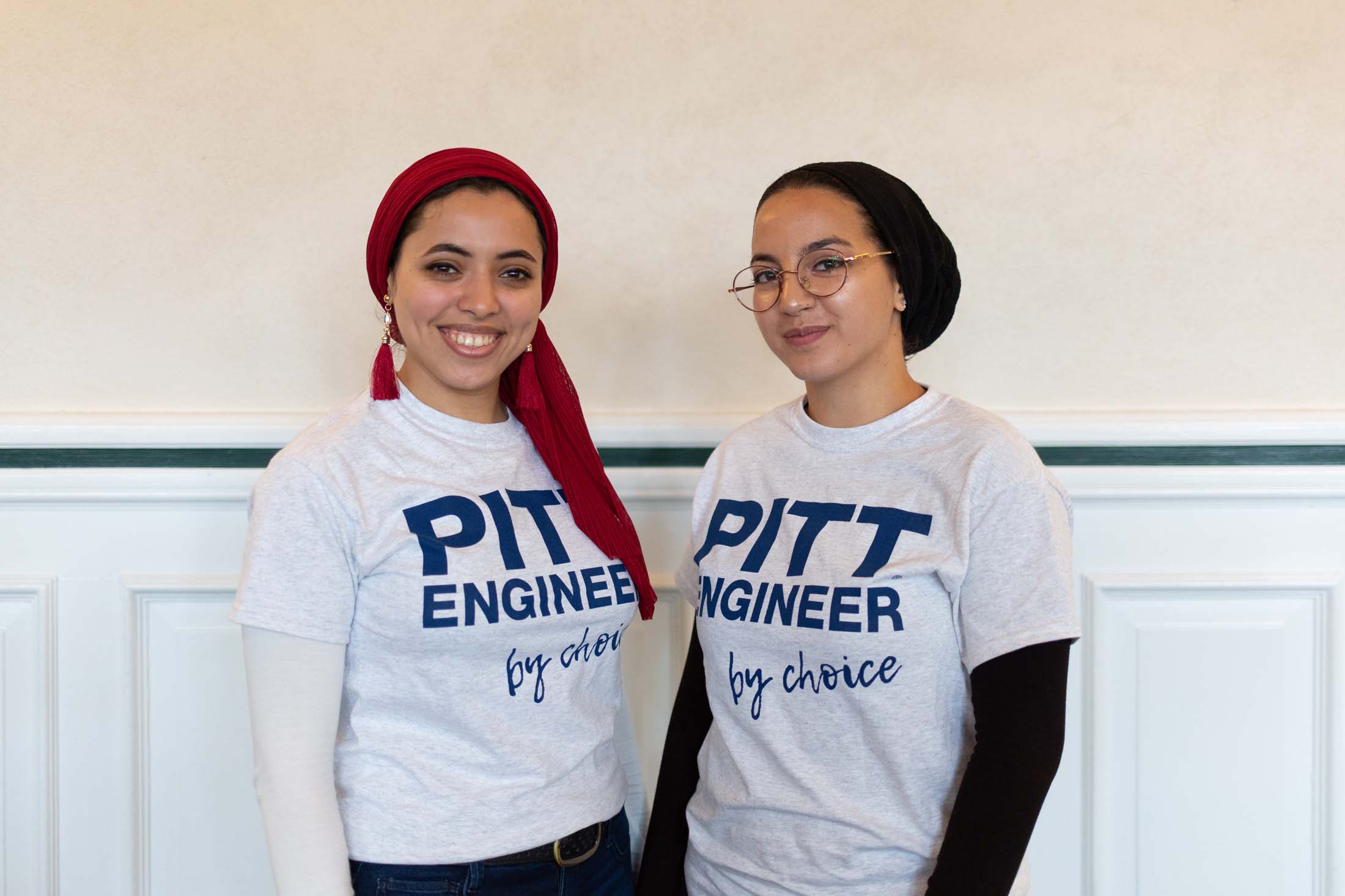 Two engineering students smiling