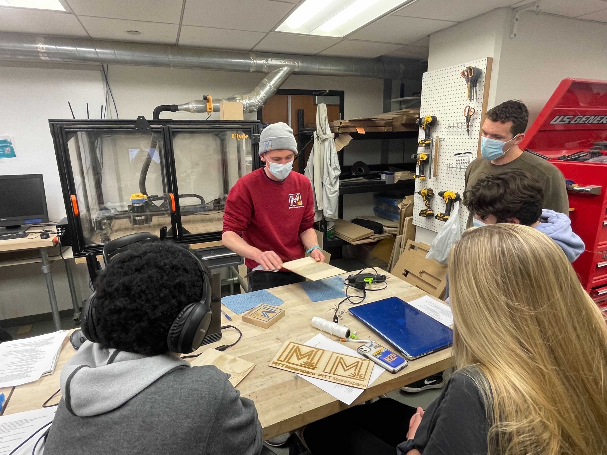 Students in the makerspace