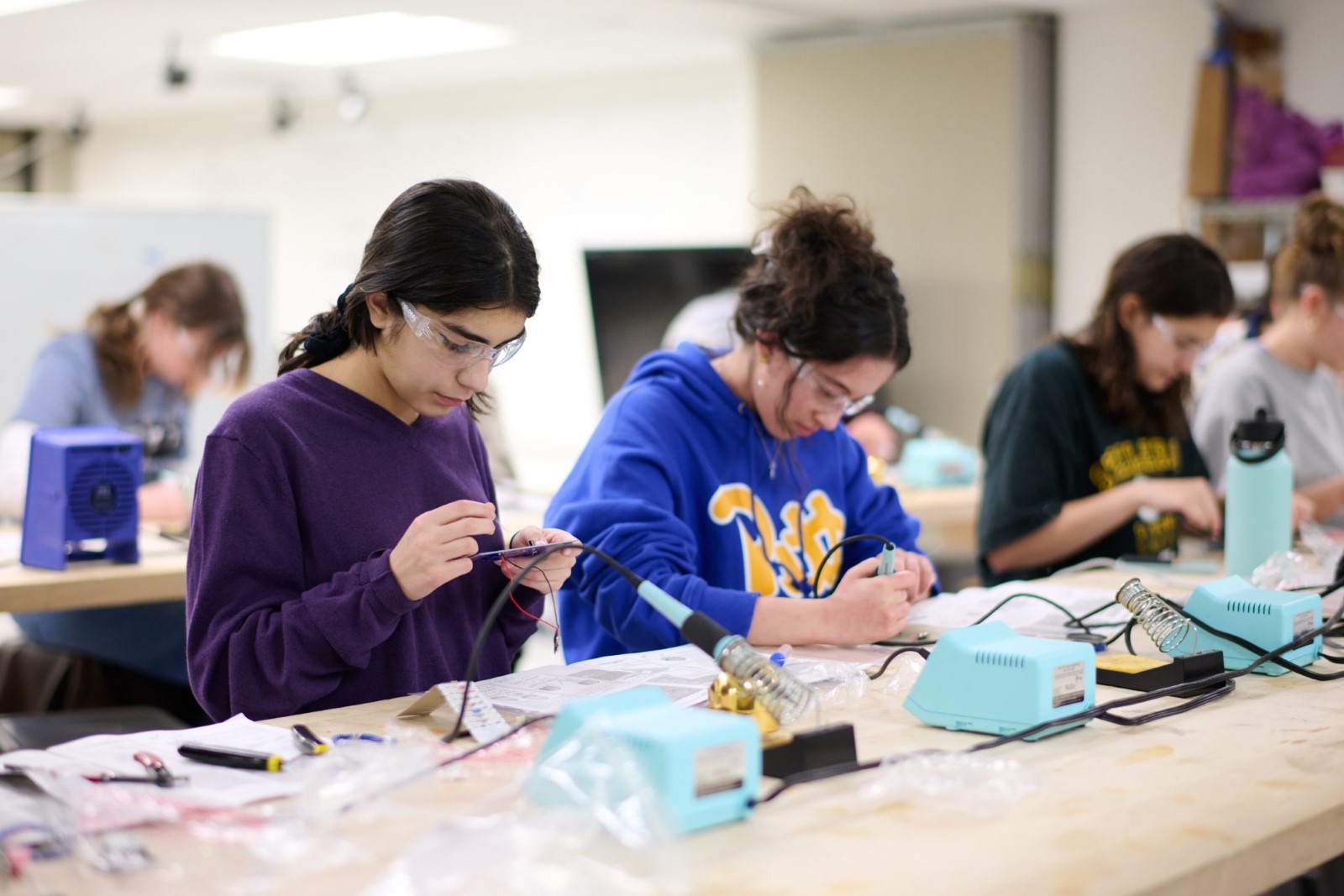 Students soldering