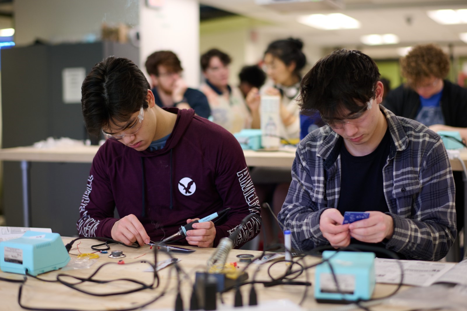 Students soldering