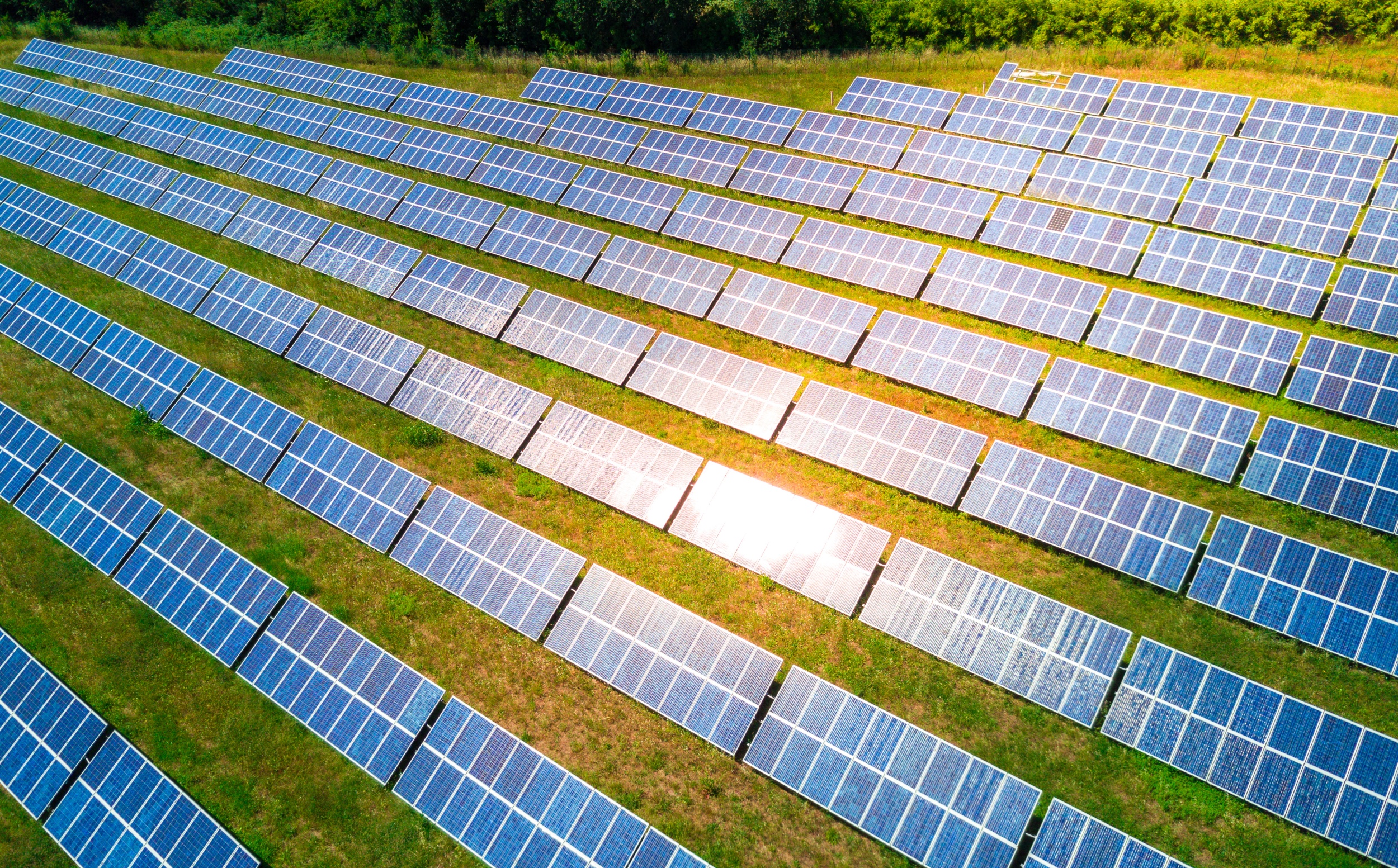 Aerial view of Solar panels