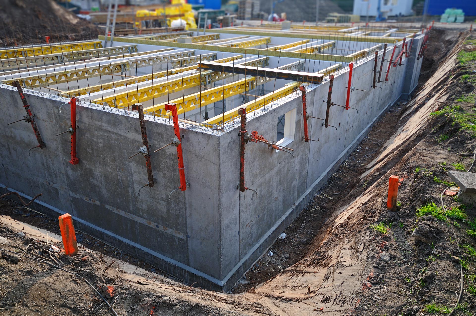 A large construction site foundation