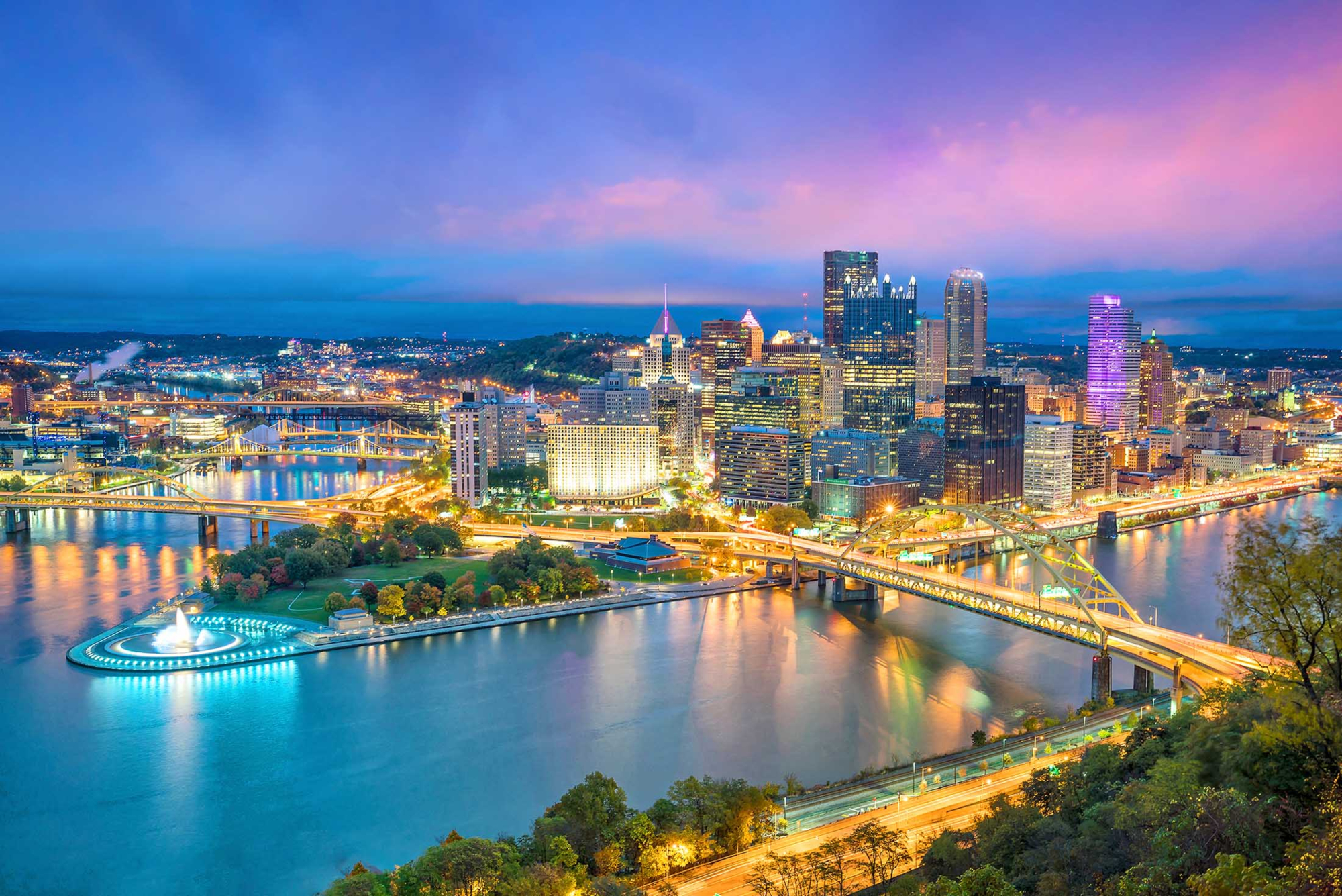 Pittsburgh skyline at night time