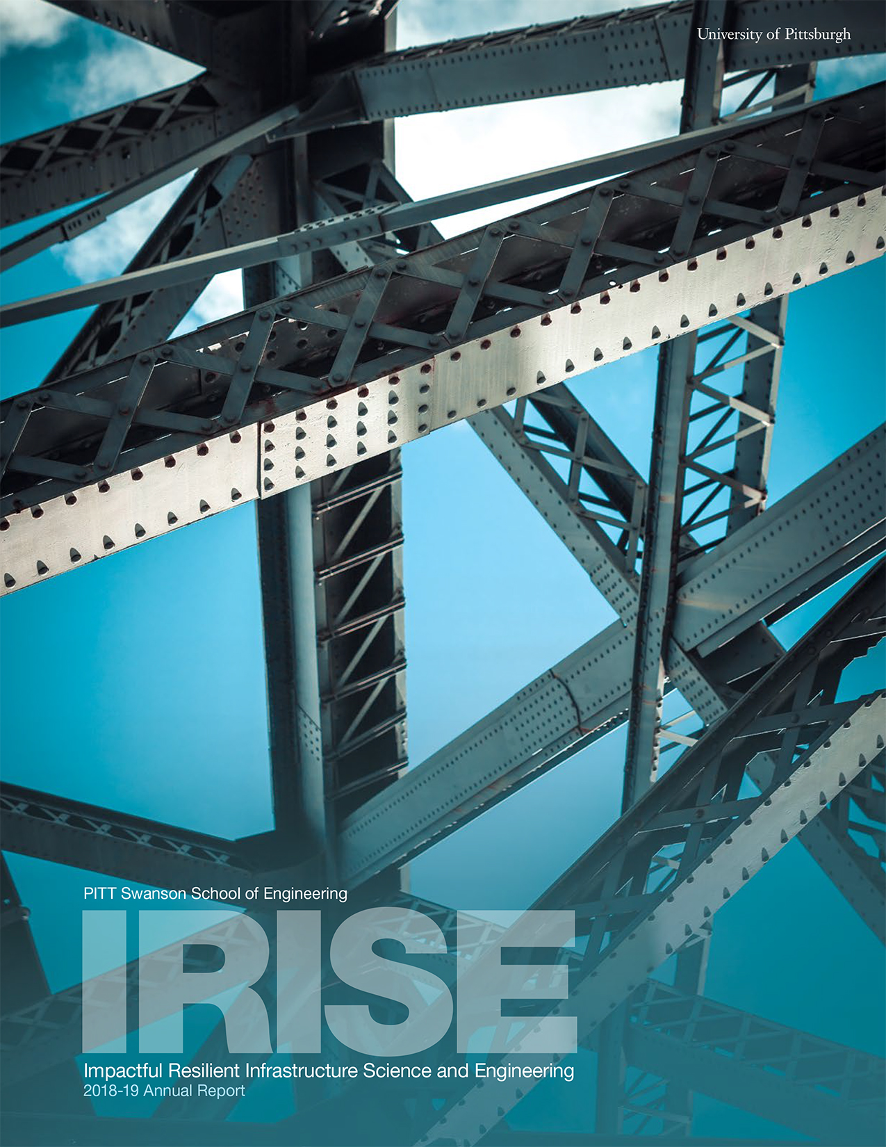 2018-2019 cover image of the IRISE annual report showing beams