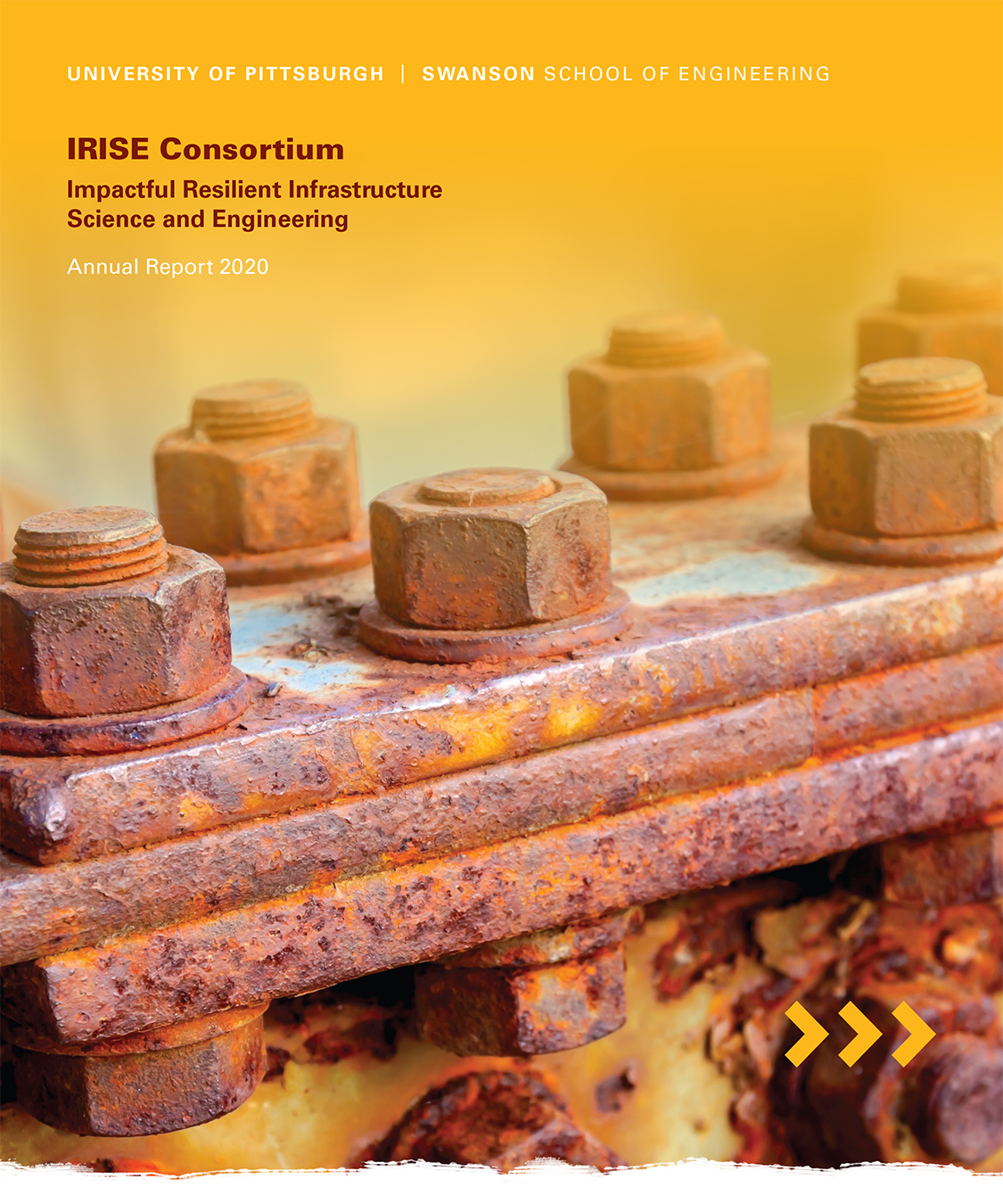 2020 IRISE annual report cover with large bolts and slabs