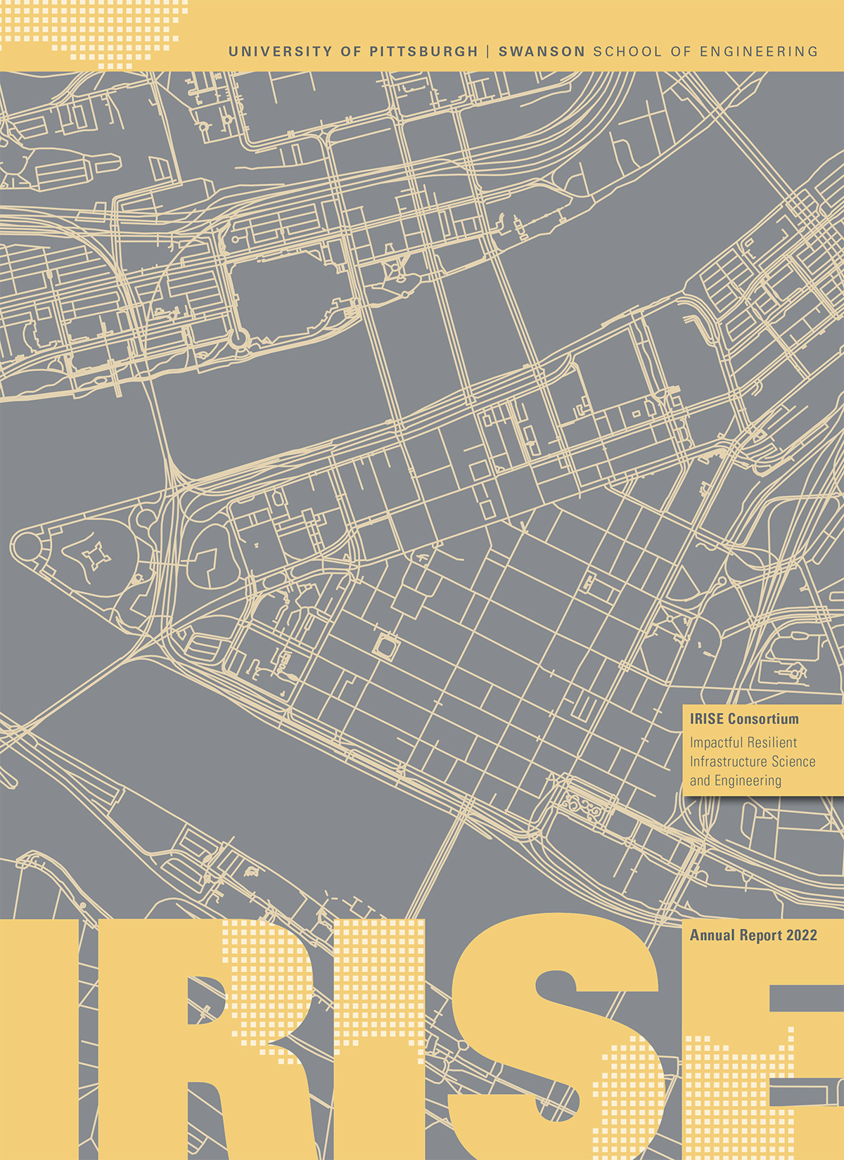 2022 IRISE annual report cover with street map illustration