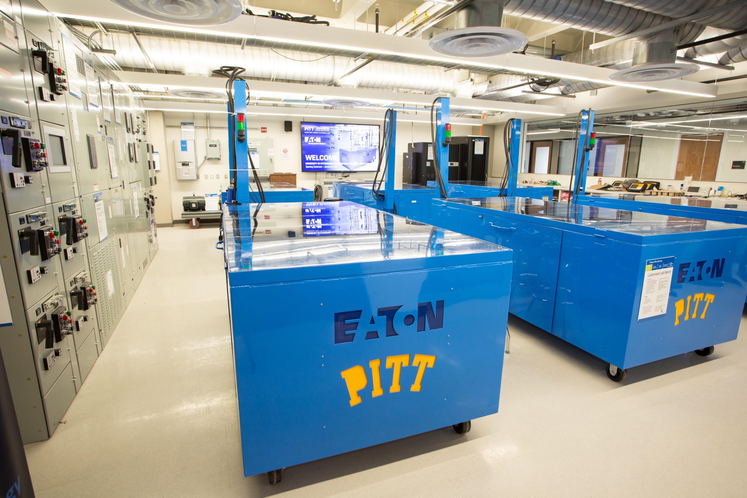 Workbenches inside the EPSL lab donated by EATON