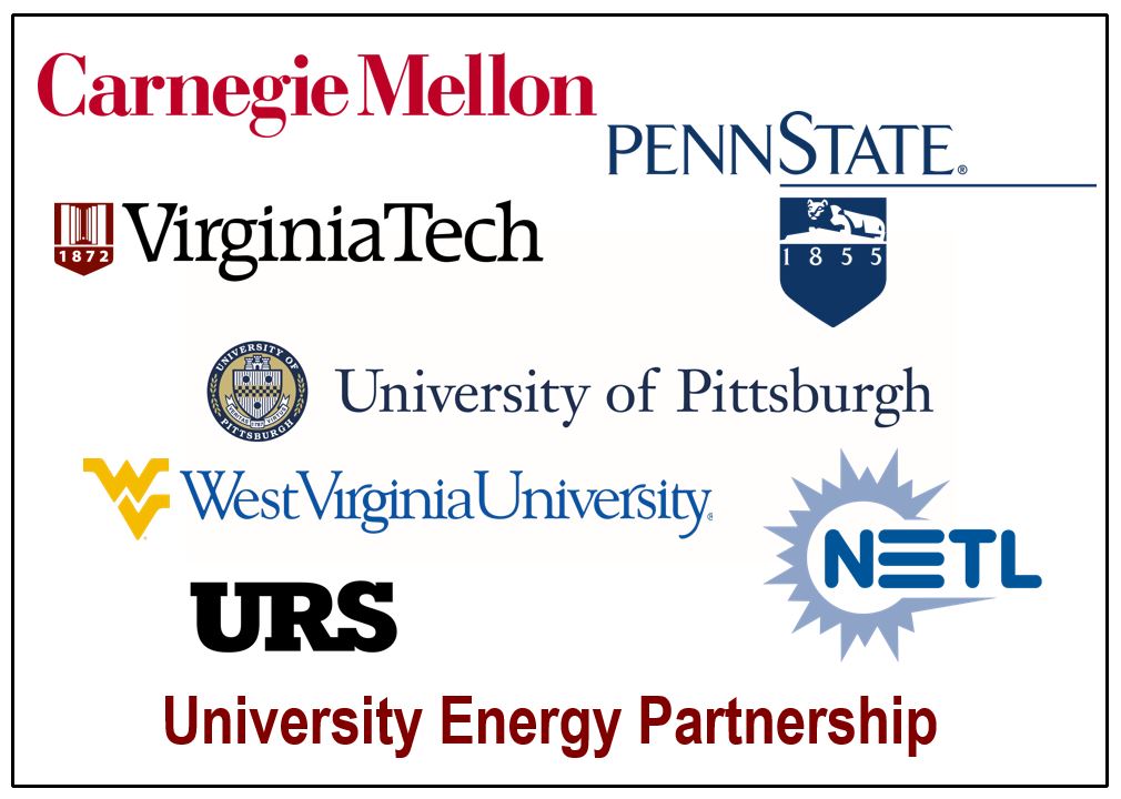 A collection of GTC affiliated organizations. CMU, Virginia tech, Penn state, Pitt, WVU, NETL, URS, university energy partnership