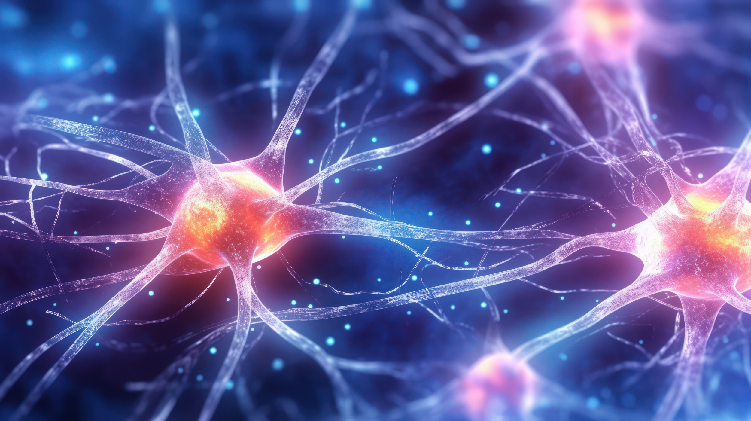  3D rendering of glowing neurons with synaptic connections in the human brain, symbolizing neural activity and cognition  